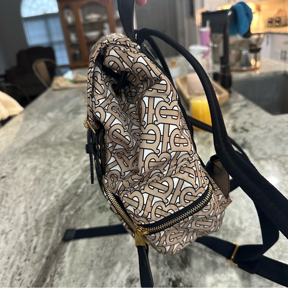 Burberry BURBERRY TB monogram backpack rucksack nylon leather beige black EUC - Picture 7 of 16